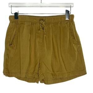 Parachute Linen Pull On Drawstring Shorts M Khaki Tan Lounge Comfort